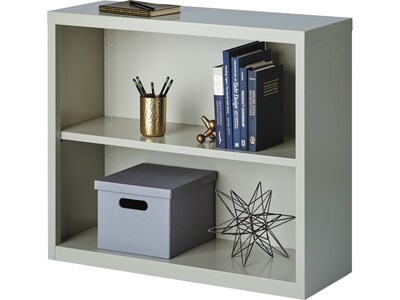 Hirsh HL8000 Series 30"H 2-Shelf Bookcase with Adjustable Shelf, Light Gray Steel (21988)