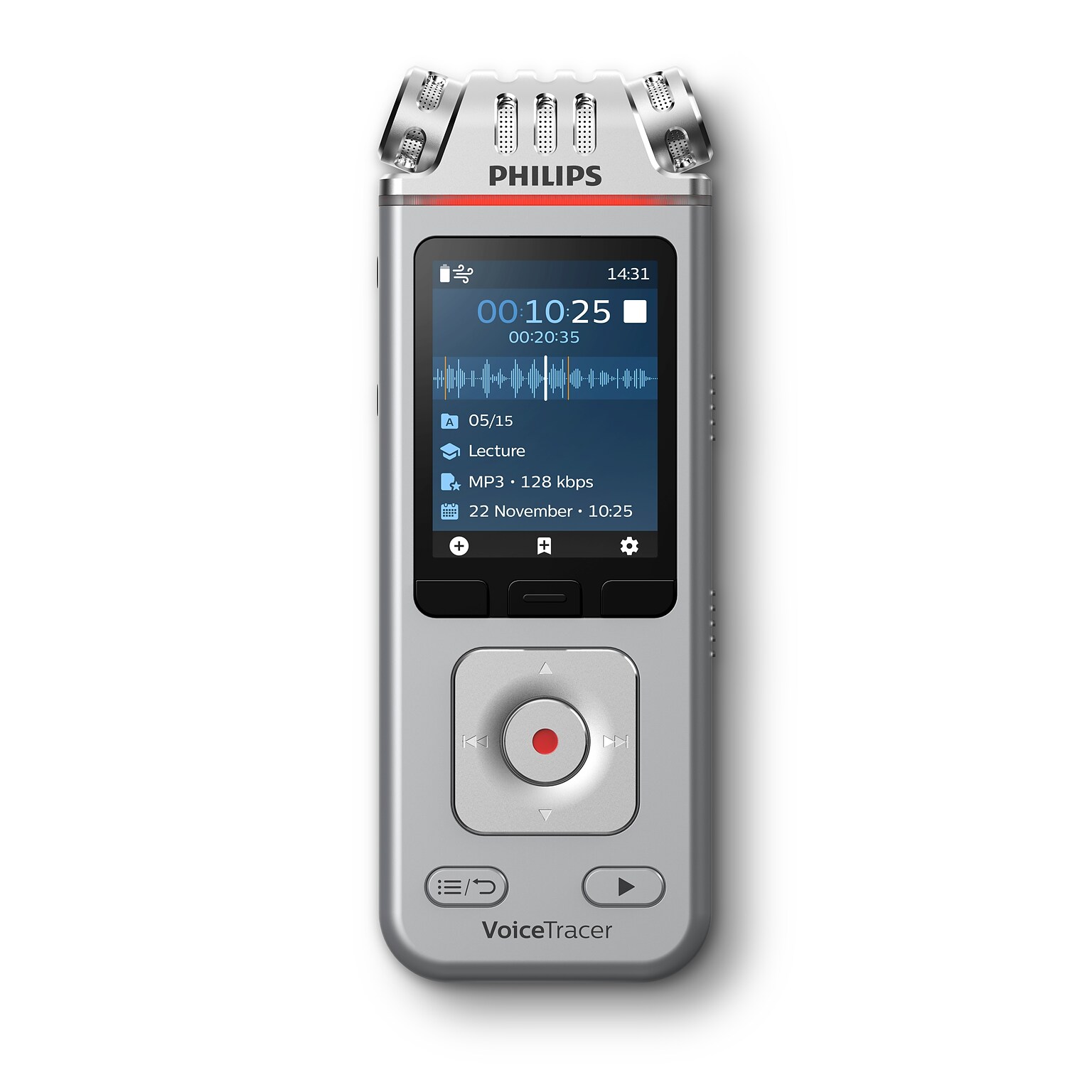 Philips VoiceTracer Digital Stereo Voice Recorder, 8GB, Black (DVT4115)