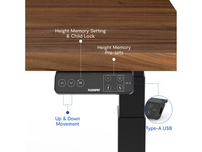 FlexiSpot E7 Pro 60"W Electric Adjustable Standing Desk, Black Walnut/Black (E7BPRO6030-BW)