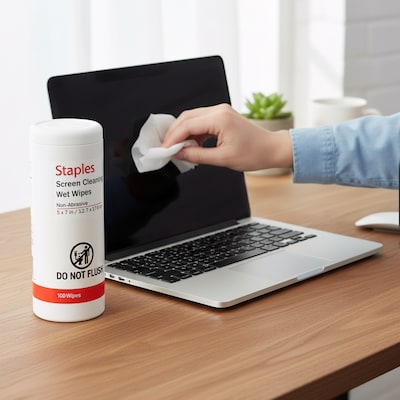 Staples Screen Cleaning Wipes, 100/Tub (ST61847)