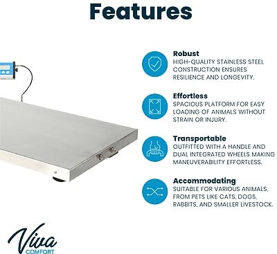 Viva Comfort Veterinary Weight Scale, White, 660 lbs. Capacity (ADI904-04-MK)