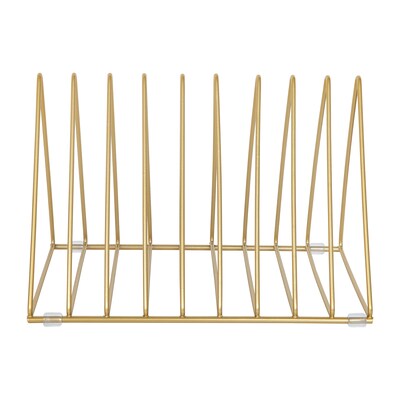 Martha Stewart Ryder 9-Slot Metal Triangle Magazine File Holder, Gold (HHOHD16GLD)