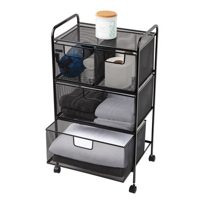 Mind Reader 4-Drawer Multipurpose Utility Cart with Wheels, Metal, Black (4DRMESH-BLK)