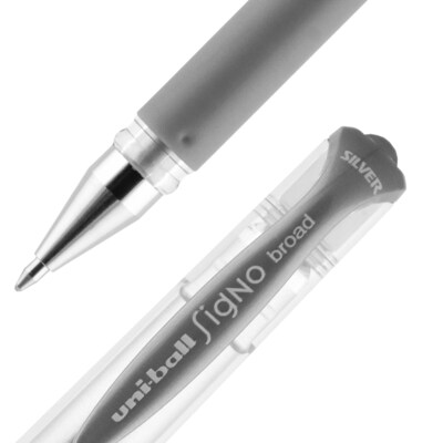 uniball Signo Gel Impact Pens, Bold Point, 1.0mm, Silver Ink (60658)