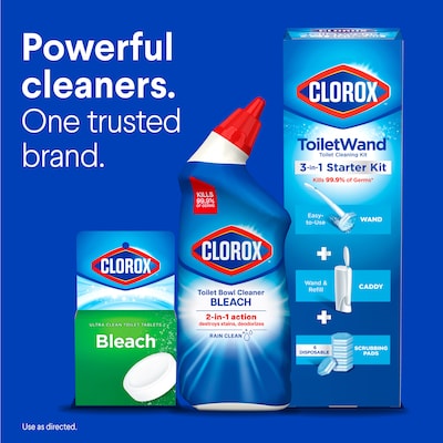 Clorox Disinfecting Toilet Bowl Cleaner with Bleach, Rain Clean Scent, 24 Oz., 2/Pack (00273)