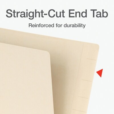 Pendaflex End Tab File Folder, Straight Cut, Letter Size, Manila, 100/Box (1007040)