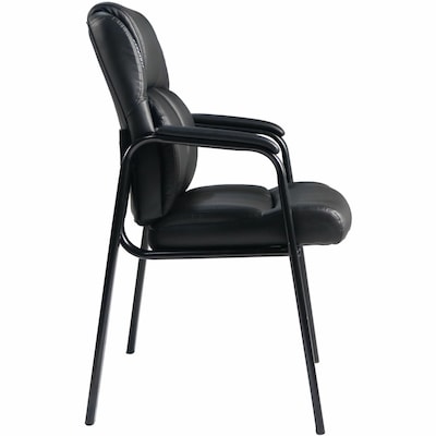 Lorell Cushioned Low-Back Polyurethane Guest Chair with Vinyl Upholstery, Black (LLR59436)