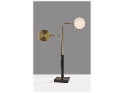 Adesso Rowan LED Desk Lamp, 25.25", Black/Antique Brass (4126-01)