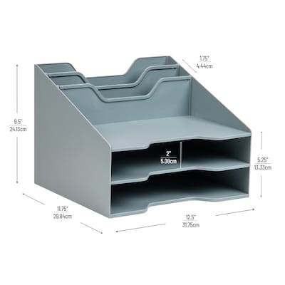 Mind Reader 5-Compartment Plastic Desk Tray, Gray (ANCHBOX5-GRY)