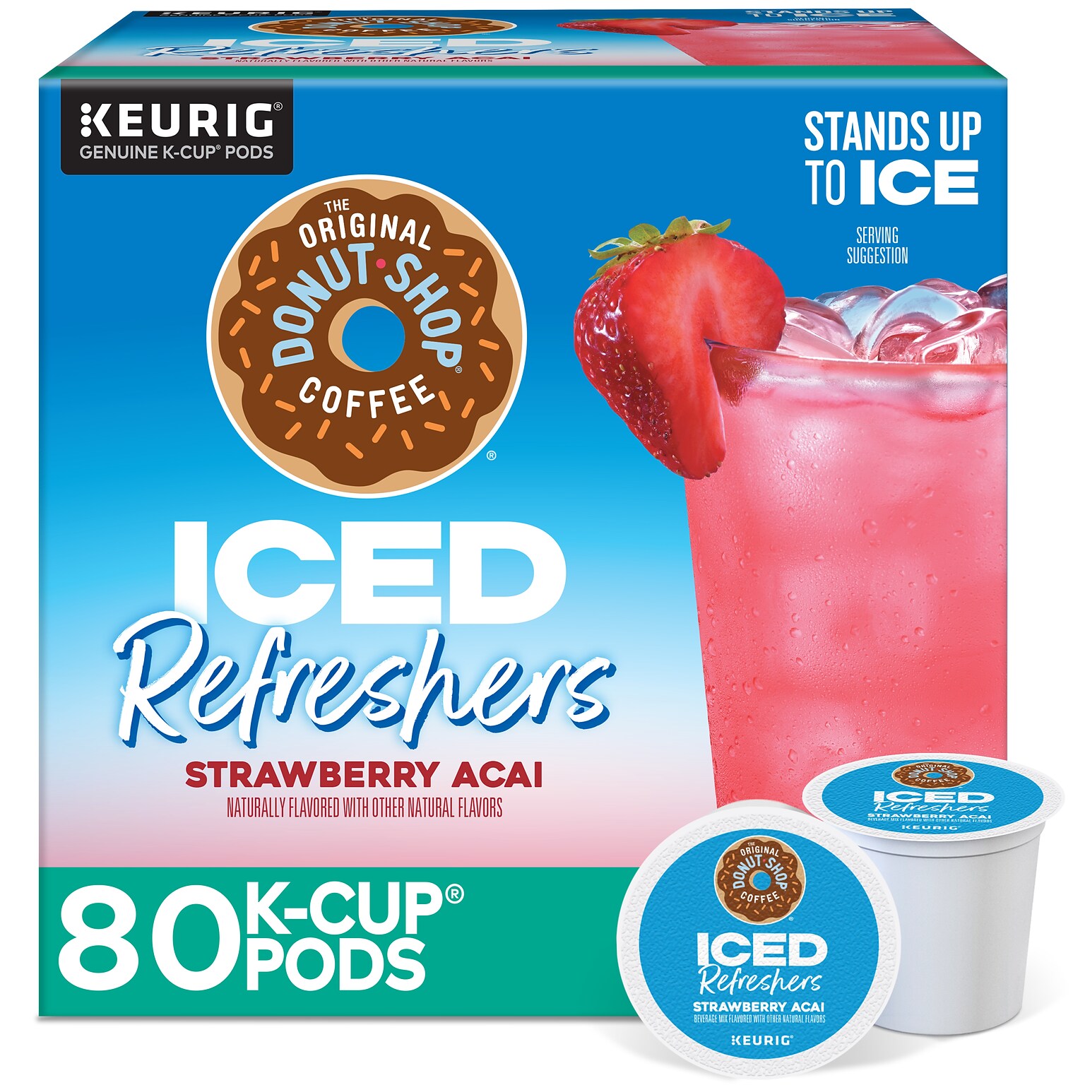 The Original Donut Shop Iced Refreshers Strawberry Acai, Keurig® K-Cup® Pods, 80/Carton (5000379382CT)