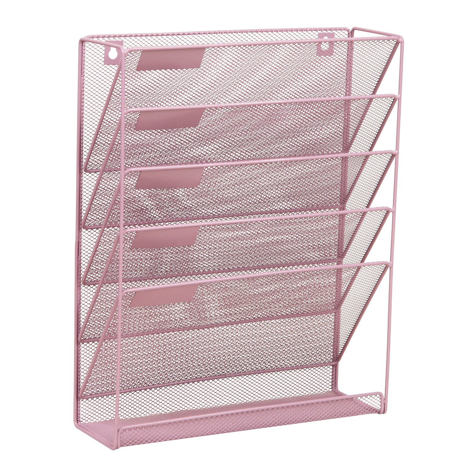 Staples 5-Pocket Metal Mesh Mountable Wall File, Letter Size, Dusty Pink (ST63848)
