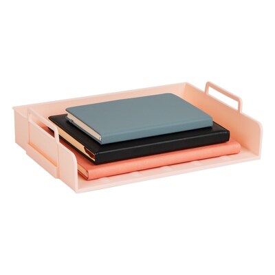 Mind Reader Plastic Side Loading Stackable Letter Tray, Letter Size, Pink, 4 Pieces (DANSTACK4-PNK)