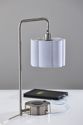 Adesso Dover Supercharger Incandescent Desk Lamp, 22.25"H, Brushed Steel/White (2616-22)