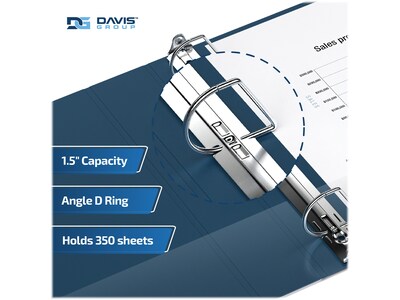 Davis Group Premium Economy 1 1/2" 3-Ring Non-View Binders, D-Ring, Navy Blue, 6/Pack (2302-72-06)