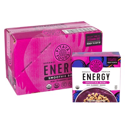 Pitaya Foods Organic Acai, Blueberry & Banana Acai Bowl, Energy, 6 oz, 6/Pack (220-02481)