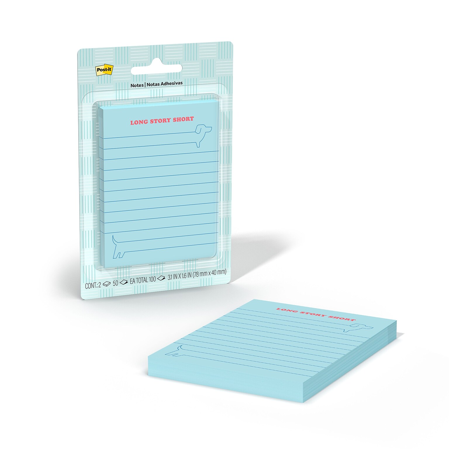 Post-it Mini Dachshund List Sticky Notes, 2.9 x 3.8, Multicolored, 100 Sheets/Pad (PET-34-1)