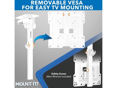 Mount-It! Tilt and Swivel Flip-down Ceiling TV Mount, 44 lbs. Max. (MI-4225WHT)