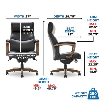 La-Z-Boy Greyson Ergonomic Bonded Leather Swivel Executive Chair, Black (CHR10086B)