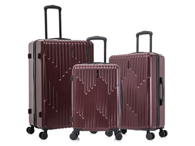 InUSA Drip Polycarbonate/ABS 3-Piece Luggage Set, Wine (IUDRISML-WIN)