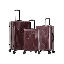 InUSA Drip Polycarbonate/ABS 3-Piece Luggage Set, Wine (IUDRISML-WIN)