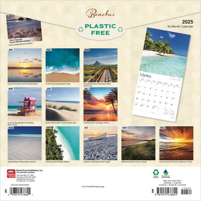 2025 BrownTrout Beaches 12" x 12" Monthly Square Wall Calendar (9781975476601)