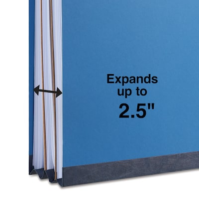 Quill Brand® 2/5-Cut Pressboard Classification Folders with Pockets, 2 Partitions, 6-Fasteners, Letter, Blue, 15/Box (736026)
