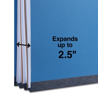 Quill Brand® 2/5-Cut Pressboard Classification Folders with Pockets, 2 Partitions, 6-Fasteners, Letter, Blue, 15/Box (736026)