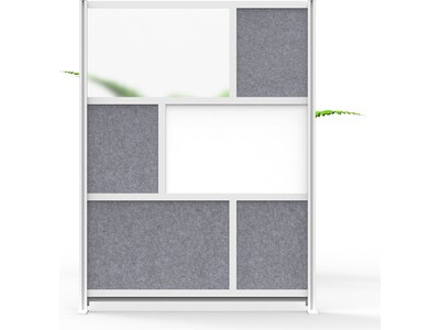Luxor Workflow Series 6-Panel Freestanding Modular Room Divider System Starter Wall with Whiteboard,
