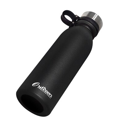 Outdoors Professional Stainless Steel Double-Walled Vacuum-Insulated Travel Bottle, 20 oz., Black (OUTD3675)