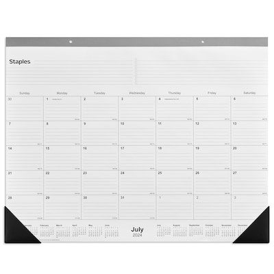 2024-2025 Staples 22" x 17" Academic Monthly Desk Pad Calendar, Gray  (ST59496-23)
