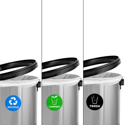 Alpine Industries Three-Stream Trash/Compost/Recycling Station, 51-Gallon, Stainless Steel (ALP470-65L-1-R-T-CO)