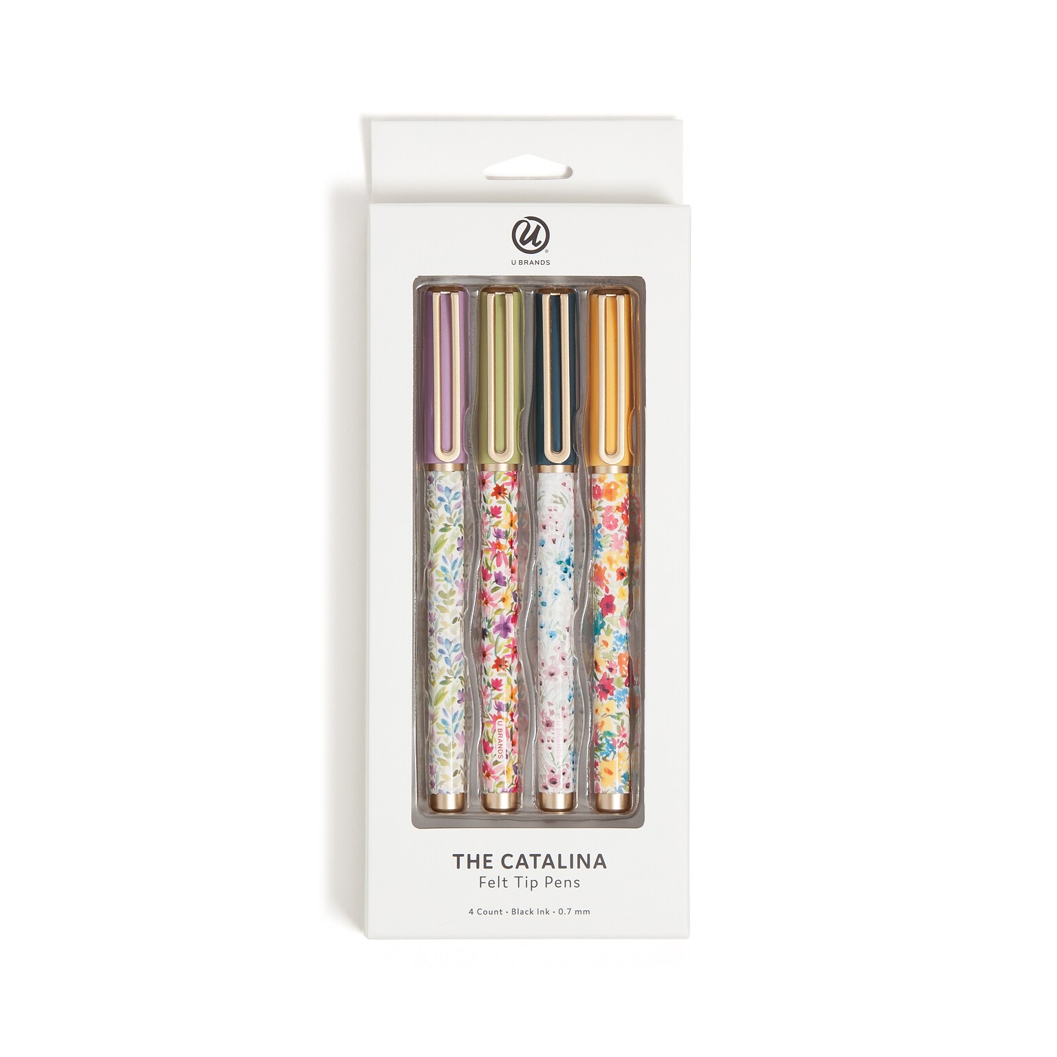 U Brands Catalina Pens Pen, Medium Point, 0.7mm, Black Ink, 4/Pack (7453U04-24)
