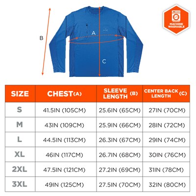 Chill-Its 6689 Long Sleeve Cooling Sun Shirt with UV Protection, Blue, L (12154)
