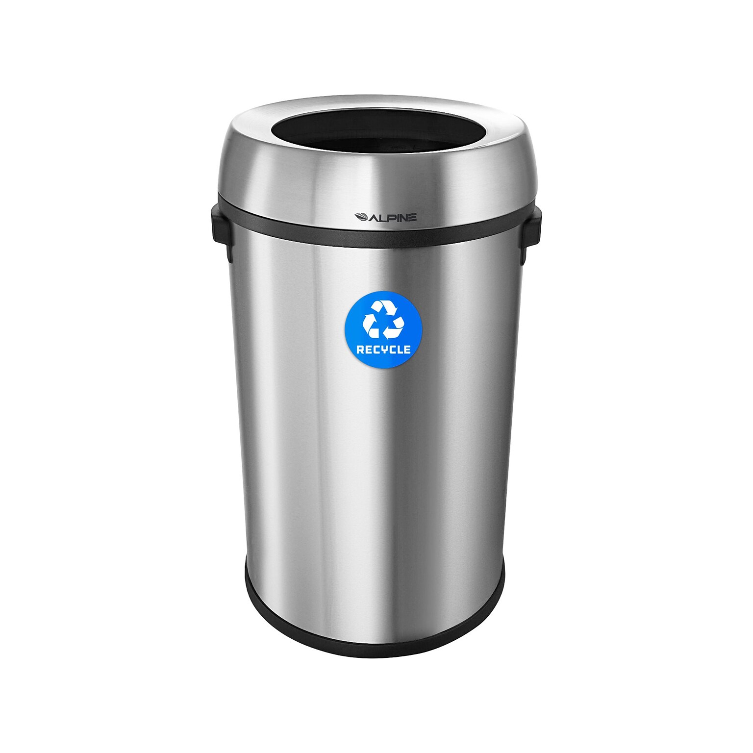 Alpine Industries Stainless Steel Recycling Bin, 17 Gallon, Silver (ALP470-65L-R)