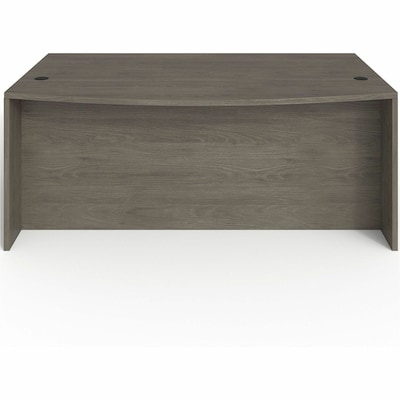 Lorell Prominence 2.0 72" W Bowfront Double-Pedestal Desk, Gray Elm Surface (LLRPD4272DPGE)