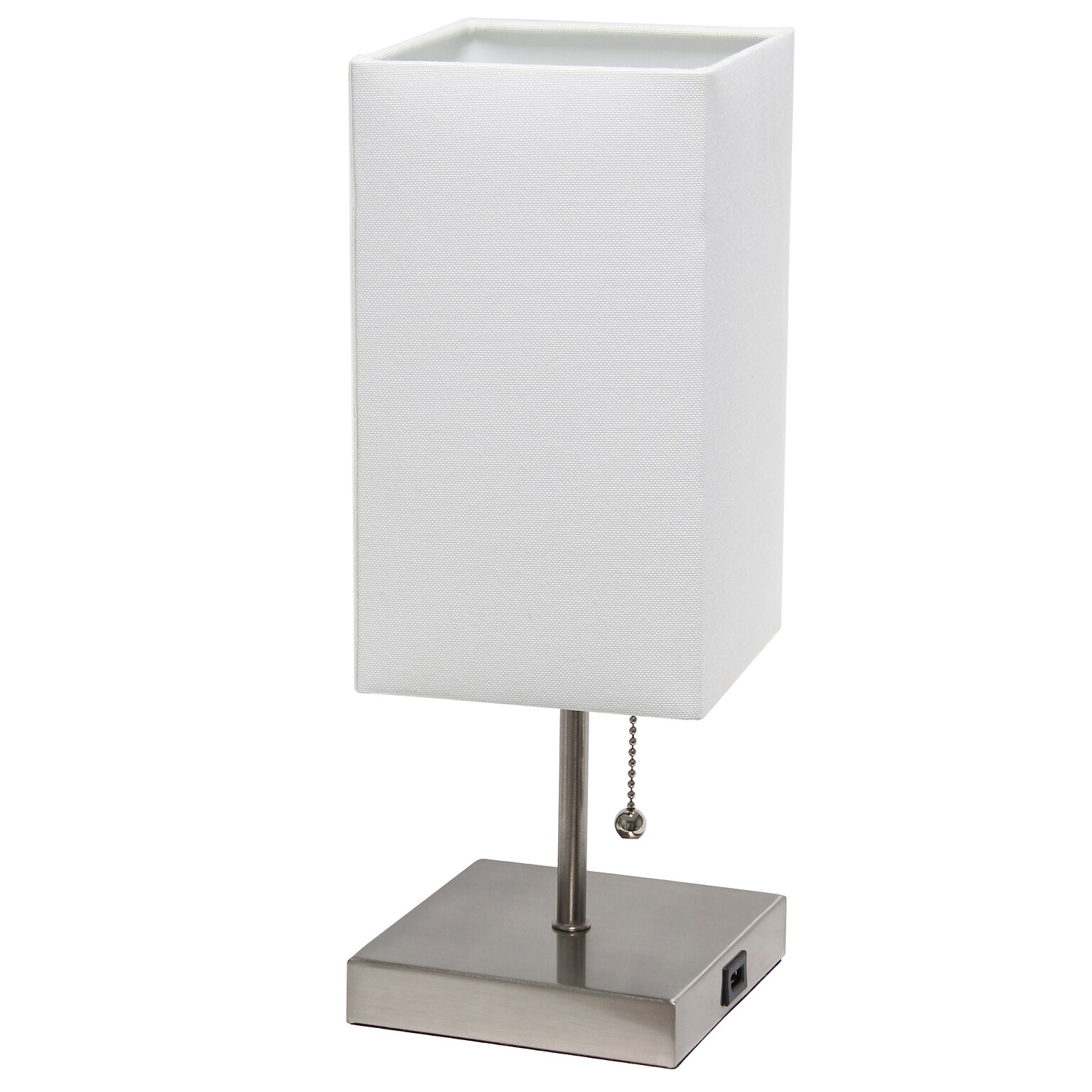 Simple Designs Petite Stick Lamp with USB Charging Port and Fabric Shade, White (LT1087-WHT)