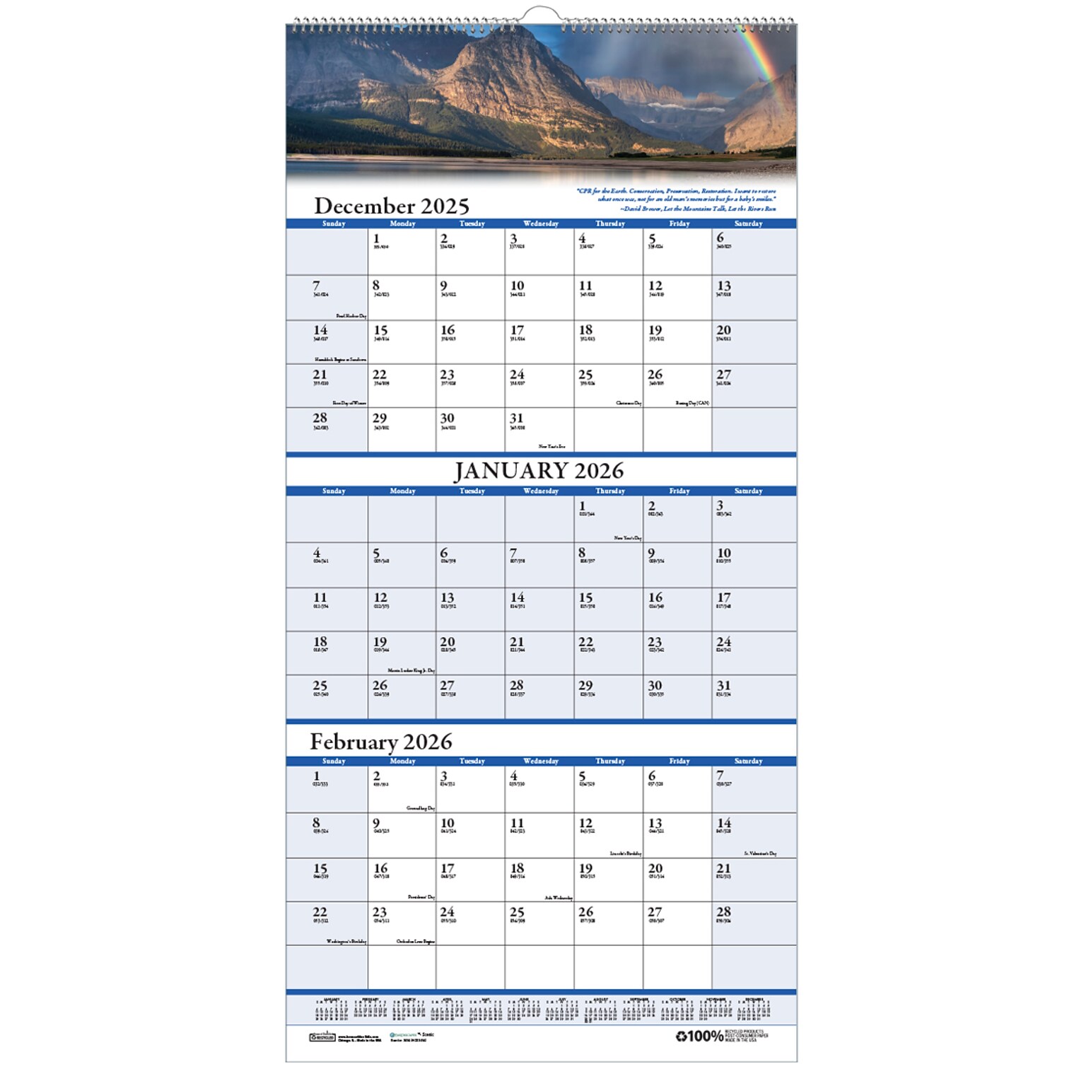 2026 House of Doolittle Earthscapes Scenic 8 x 17 Three-Month Wall Calendar (3636-26)