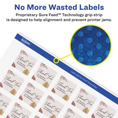 Avery Laser/Inkjet Square Labels, 1" x 1", Glossy White, 2,400 Labels/Box (94103)