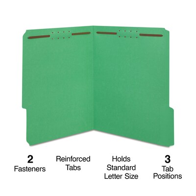 Staples® Reinforced Classification Folder, 2 Expansion, Letter Size, Green, 50/Box (ST18344-CC)