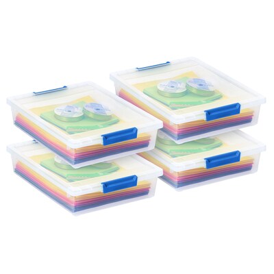 Iris 5.5 Quart Clip Box with Lid, Plastic, Clear, 4/Pack (500290)