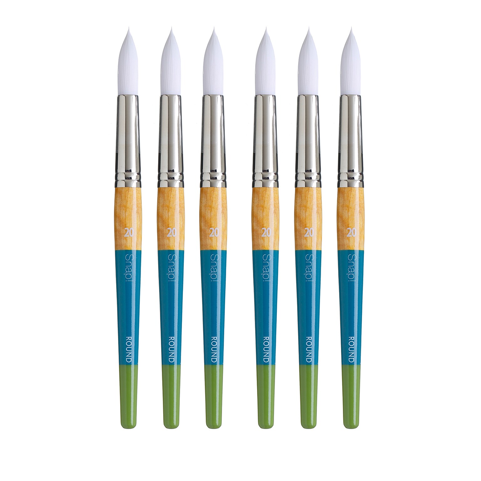 Princeton Snap! Short Handle Mixed Media Synthetic Round Brush, 6/Pack (PBXP9850R20-6)