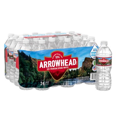 Arrowhead 100% Mountain Spring Water, Regular Flavor, 16.9 oz. Plastic Bottles, 24/Carton (12096567)