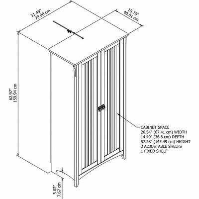 Bush Furniture Salinas 63" Storage Cabinet with 5 Shelves, Cape Cod Gray (SAS332CG-03)