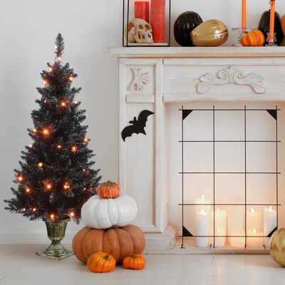 National Tree Company 4  Black Entrance Tree with String of Orange Lights (JI60-701-40)