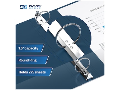 Davis Group Premium Economy 1 1/2" 3-Ring Non-View Binders, Navy Blue, 6/Pack (2312-72-06)