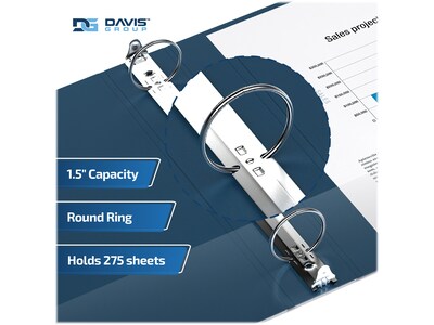 Davis Group Premium Economy 1 1/2" 3-Ring Non-View Binders, Navy Blue, 6/Pack (2312-72-06)