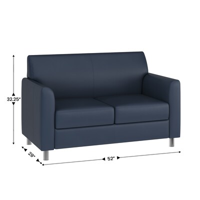Flash Furniture Hercules Diplomat LeatherSoft Loveseat, Navy/Chrome Legs (BT8272NVYCHR)