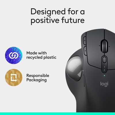 Logitech MX Ergo S Plus Wireless Ergonomic Trackball Mouse, Black (910-007247)