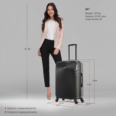 DUKAP Inception 25.98" Hardside Suitcase, 4-Wheeled Spinner, TSA Checkpoint Friendly, Black (DKINC00M-BLK)