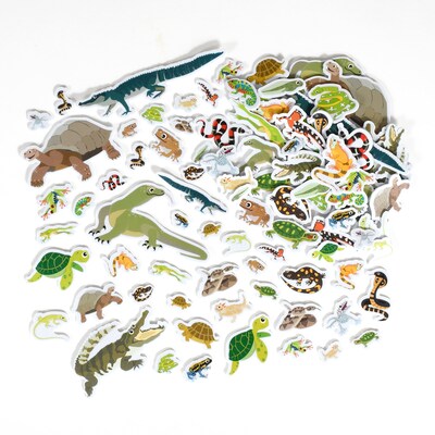 Ready2Learn Foam Reptile and Amphibian Stickers, Multicolored, 184/Pack (CE-10123)